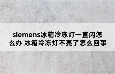 siemens冰箱冷冻灯一直闪怎么办 冰箱冷冻灯不亮了怎么回事